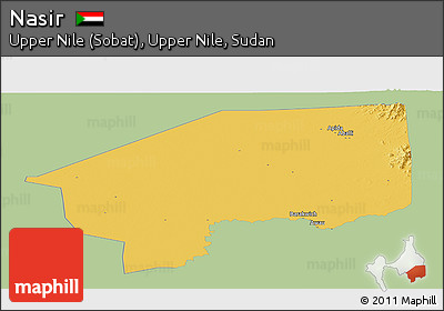 Savanna Style Panoramic Map of Nasir, single color outside