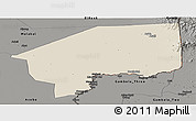 Shaded Relief Panoramic Map of Nasir, darken, semi-desaturated