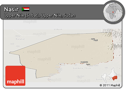 Shaded Relief Panoramic Map of Nasir, lighten