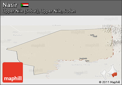 Shaded Relief Panoramic Map of Nasir, lighten