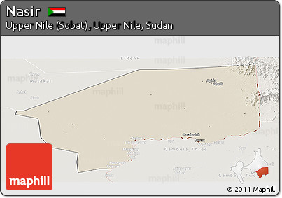 Shaded Relief Panoramic Map of Nasir, lighten