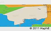 Shaded Relief Panoramic Map of Nasir, political outside