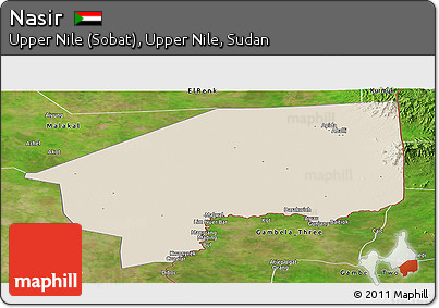 Shaded Relief Panoramic Map of Nasir, satellite outside