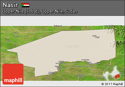 Shaded Relief Panoramic Map of Nasir, satellite outside