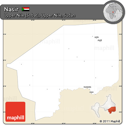 Classic Style Simple Map of Nasir, single color outside