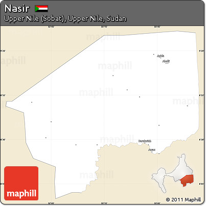 Classic Style Simple Map of Nasir, single color outside