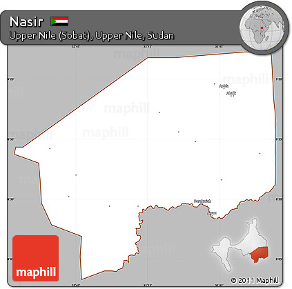 Gray Simple Map of Nasir, cropped outside