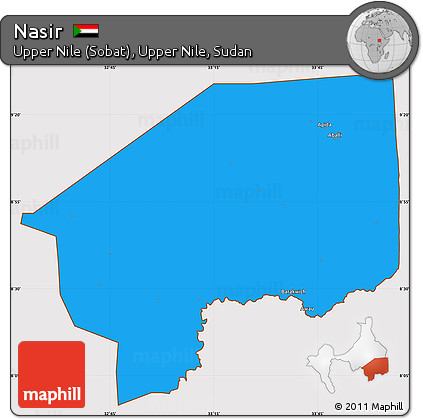 Political Simple Map of Nasir, cropped outside