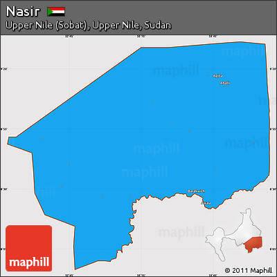 Political Simple Map of Nasir, cropped outside