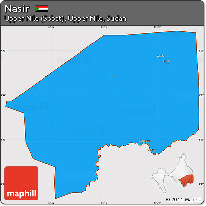 Political Simple Map of Nasir, cropped outside