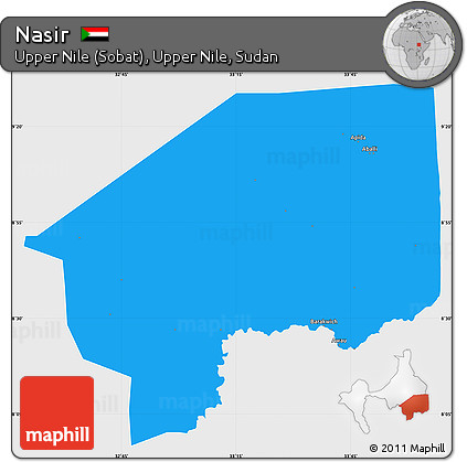Political Simple Map of Nasir, single color outside