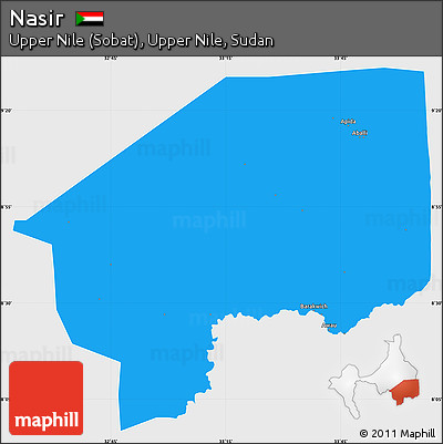 Political Simple Map of Nasir, single color outside