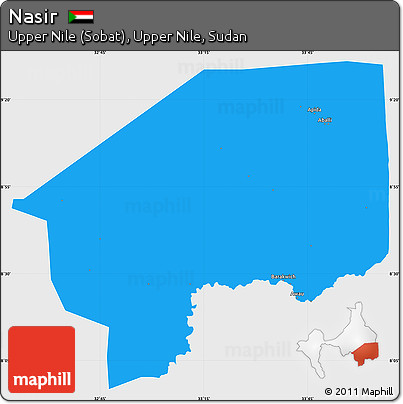 Political Simple Map of Nasir, single color outside