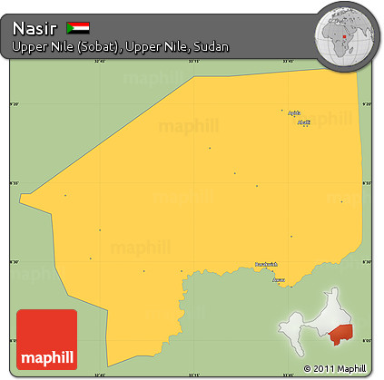 Savanna Style Simple Map of Nasir, single color outside