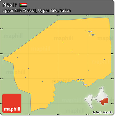 Savanna Style Simple Map of Nasir, single color outside