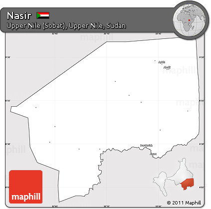 Silver Style Simple Map of Nasir, cropped outside