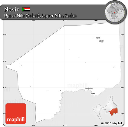 Silver Style Simple Map of Nasir, single color outside