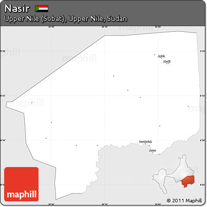 Silver Style Simple Map of Nasir, single color outside