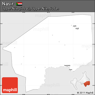 Silver Style Simple Map of Nasir, single color outside