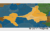 Political Shades Panoramic Map of Upper Nile (Sobat), darken