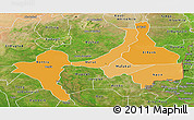 Political Shades Panoramic Map of Upper Nile (Sobat), satellite outside