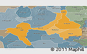 Political Shades Panoramic Map of Upper Nile (Sobat), semi-desaturated