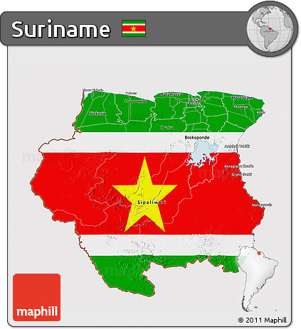 Flag 3D Map of Suriname