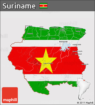 Flag 3D Map of Suriname