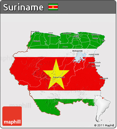 Flag 3D Map of Suriname