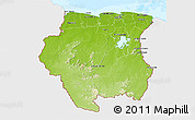 Physical 3D Map of Suriname, single color outside, bathymetry sea