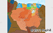 Political 3D Map of Suriname, darken, land only