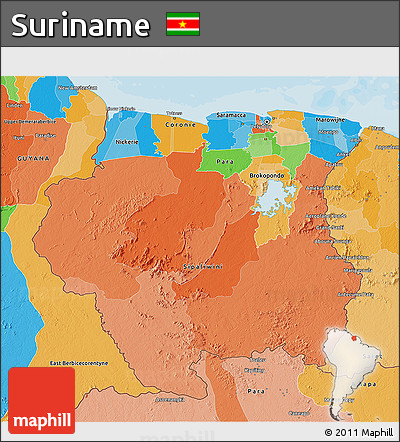 Political 3D Map of Suriname