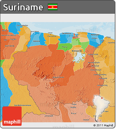 Political 3D Map of Suriname