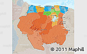 Political 3D Map of Suriname, lighten, semi-desaturated, land only