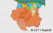 Political 3D Map of Suriname, single color outside, satellite sea