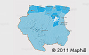 Political Shades 3D Map of Suriname, cropped outside