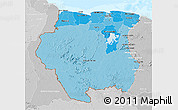 Political Shades 3D Map of Suriname, lighten, desaturated, land only