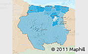 Political Shades 3D Map of Suriname, lighten, land only