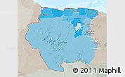 Political Shades 3D Map of Suriname, lighten, semi-desaturated, land only