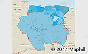 Political Shades 3D Map of Suriname, shaded relief outside