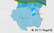 Political Shades 3D Map of Suriname, single color outside, satellite sea