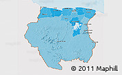 Political Shades 3D Map of Suriname, single color outside, shaded relief sea