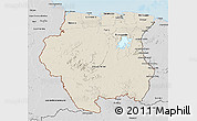 Shaded Relief 3D Map of Suriname, desaturated, land only