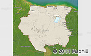 Shaded Relief 3D Map of Suriname, satellite outside