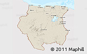 Shaded Relief 3D Map of Suriname, single color outside, bathymetry sea