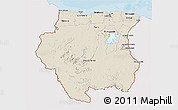 Shaded Relief 3D Map of Suriname, single color outside, bathymetry sea, shaded relief sea
