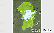 Physical 3D Map of Brokopondo, darken, semi-desaturated