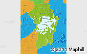 Physical 3D Map of Brokopondo, political outside