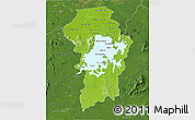 Physical 3D Map of Brokopondo, satellite outside
