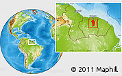 Physical Location Map of Brokopondo, within the entire country